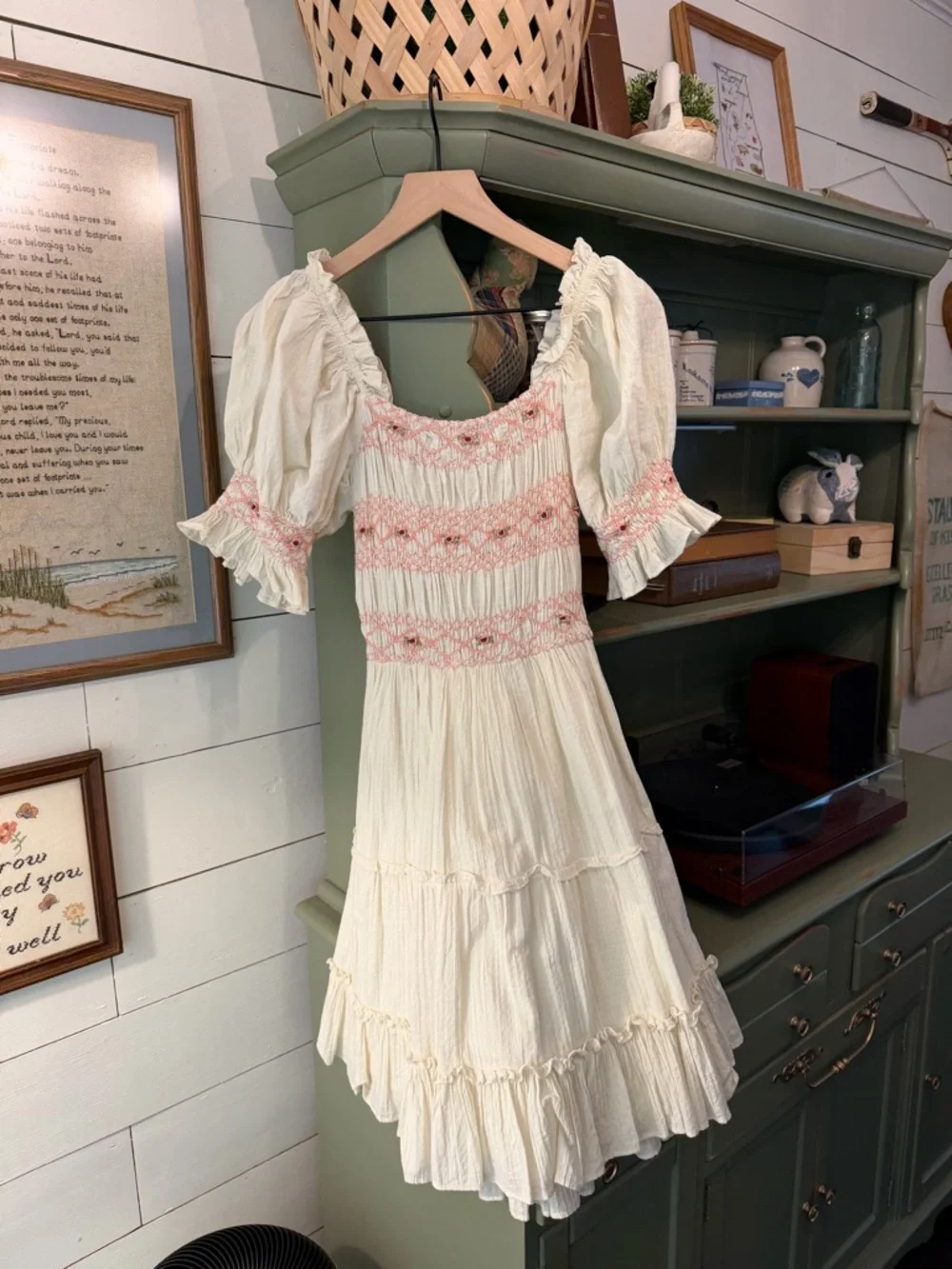 Ivy City Co Liesl Dress XS Pink Embroidered Smocked Cottagecore Spring Dress - Picture 2 of 6